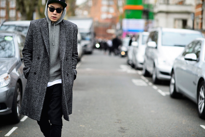 look streetwear hoodie gris