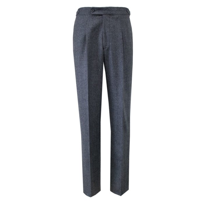 pantalon gris taille haute chevrons flanelle