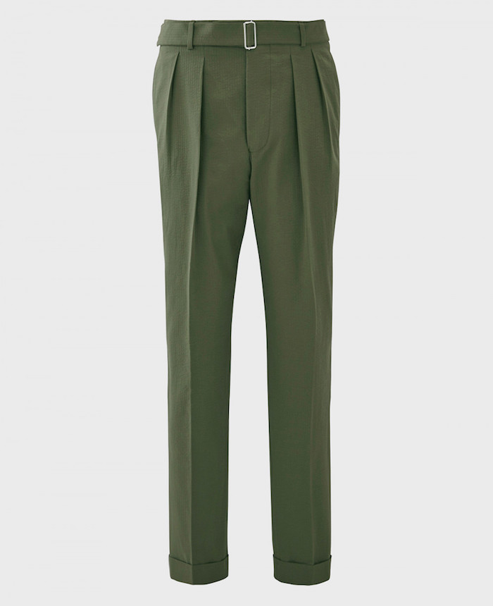 pantalon seersucker coton vert