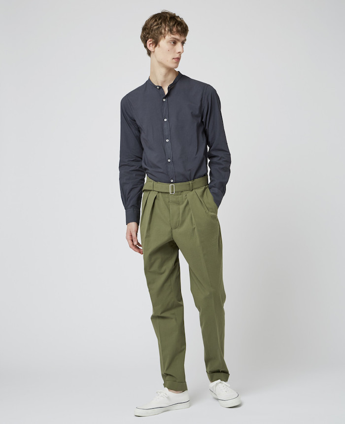 pantalon vert seersucker coton coton bleue