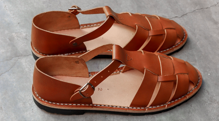 sandales cuir marron