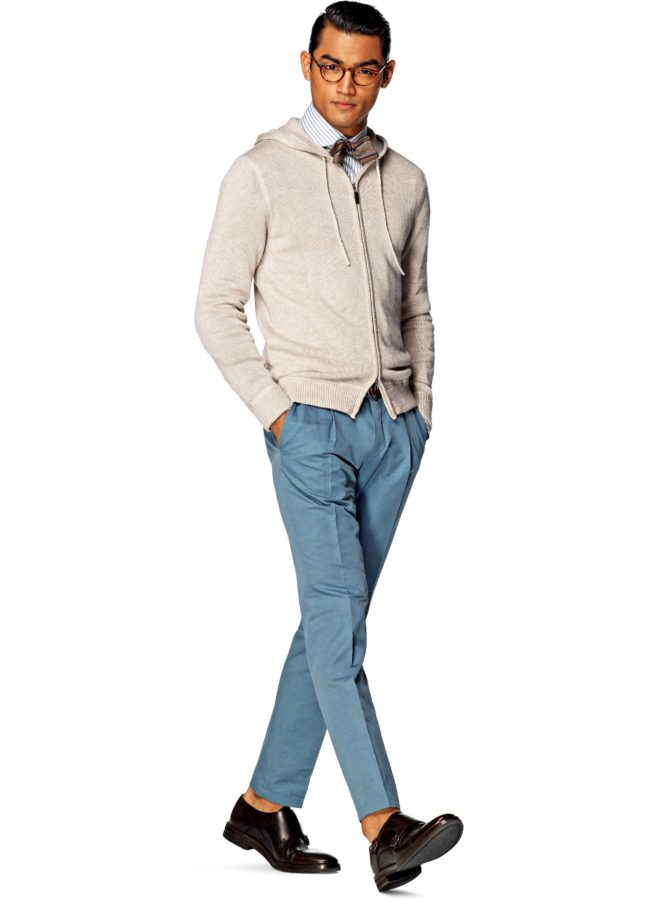 chemise noeud papillon hoodie beige chino bleu double boucle
