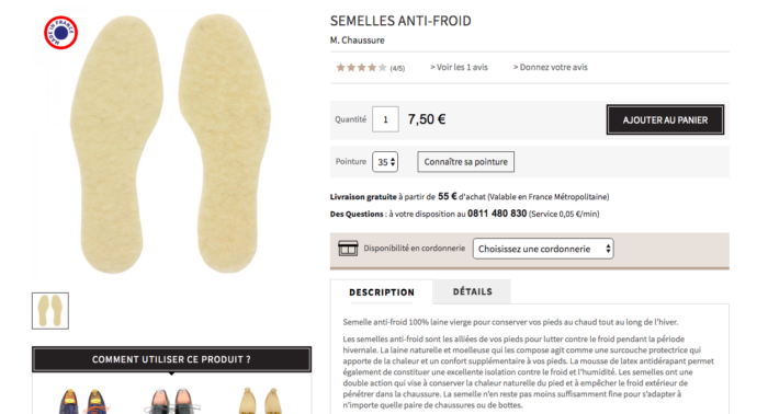 semelle anti froid chaussure laine