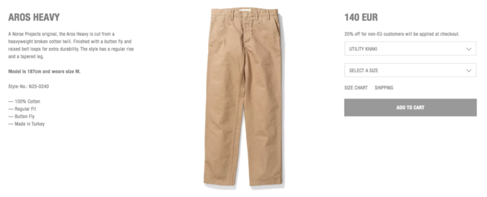 chino beige norse projects aros heavy