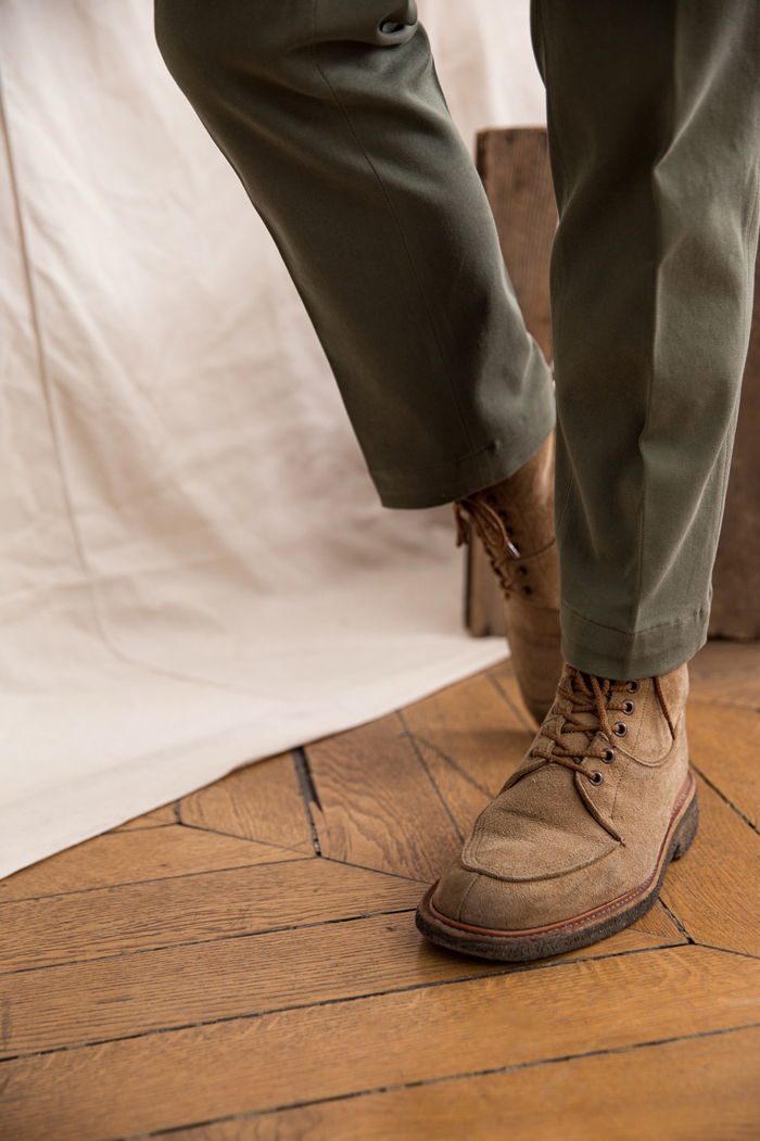 pantalon habillé vert militaire boots