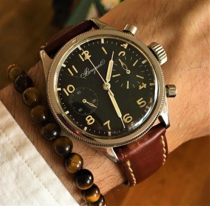 montre militaire bracelet cuir Breguet