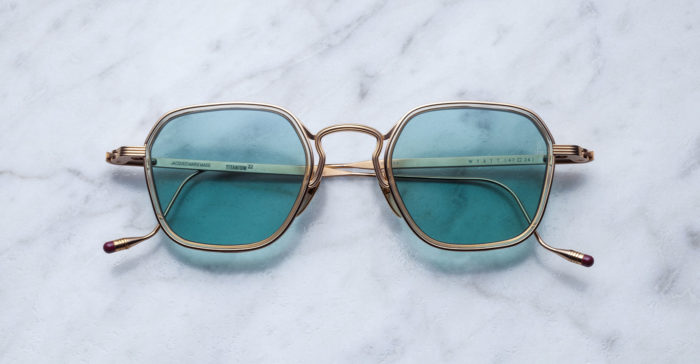 lunettes dorées verres bleus