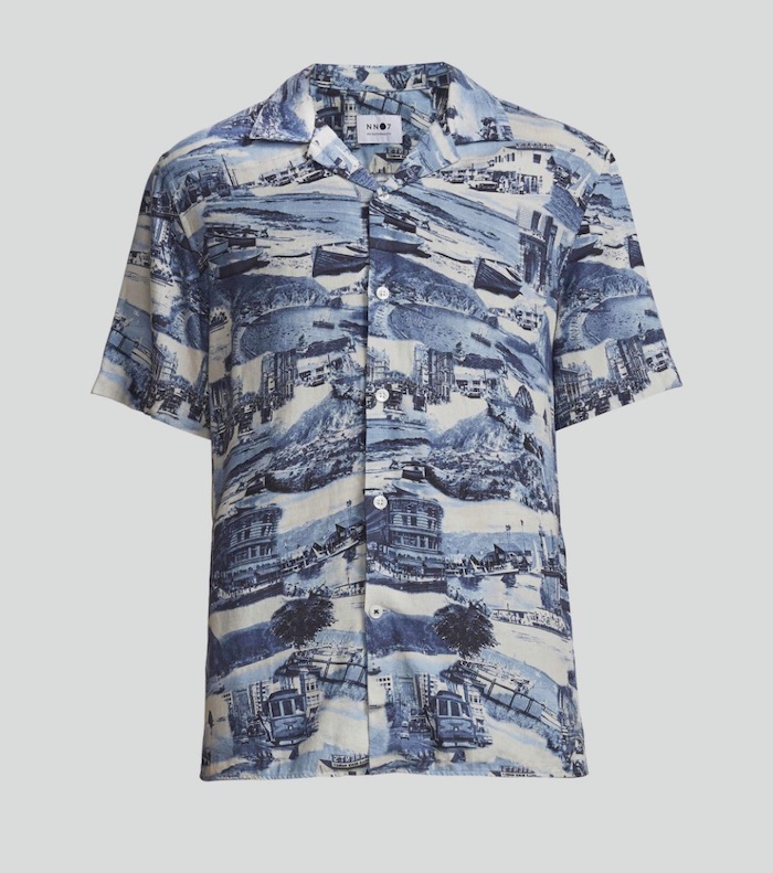 chemisette imprimee vague ocean bleu