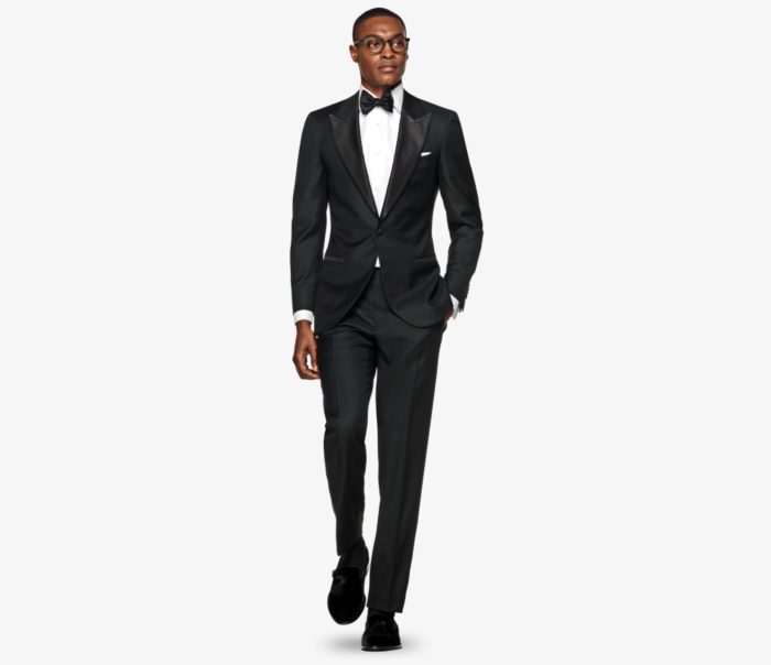 smoking noir suitsupply noeud papillon loafer chemise blanche