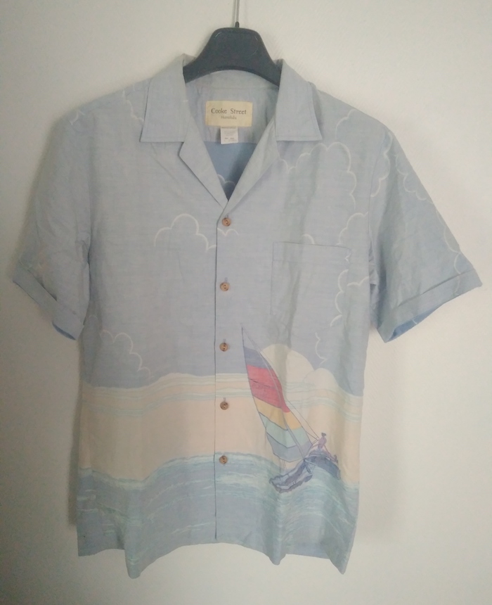 chemisette hawaienne bleu ocean vague