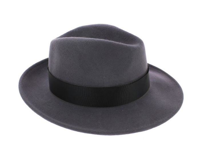 chapeau gris laine fedora