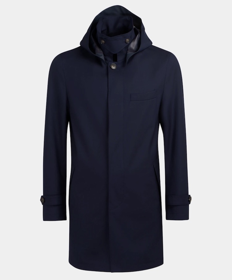 raincoat imper bleu marine laine suitsupply