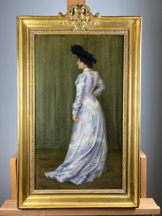 tableau huile sur toile femme elegante gabriel marie chanteau