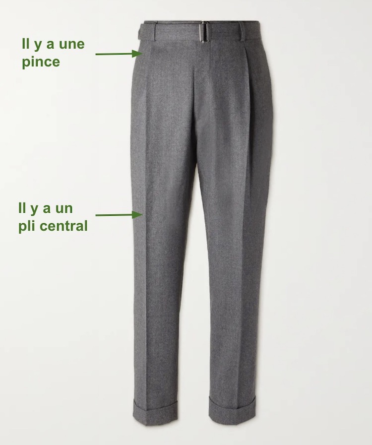 pantalon gris pince ceinture