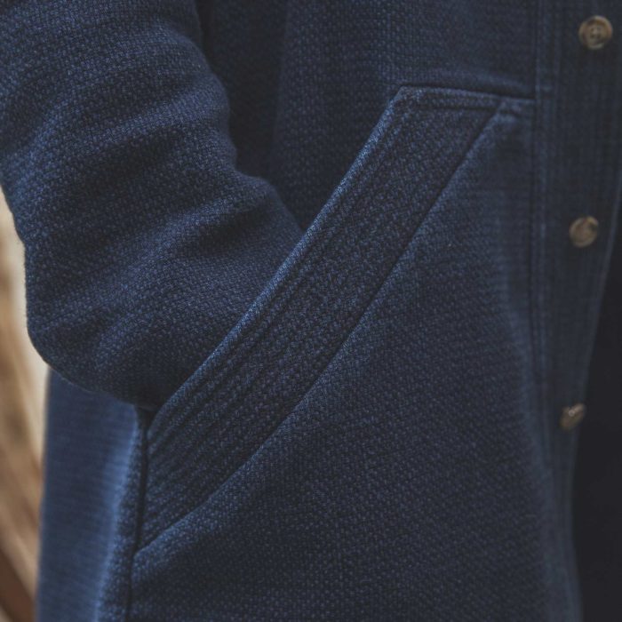 veste bleu marine poche bouton de manteau 